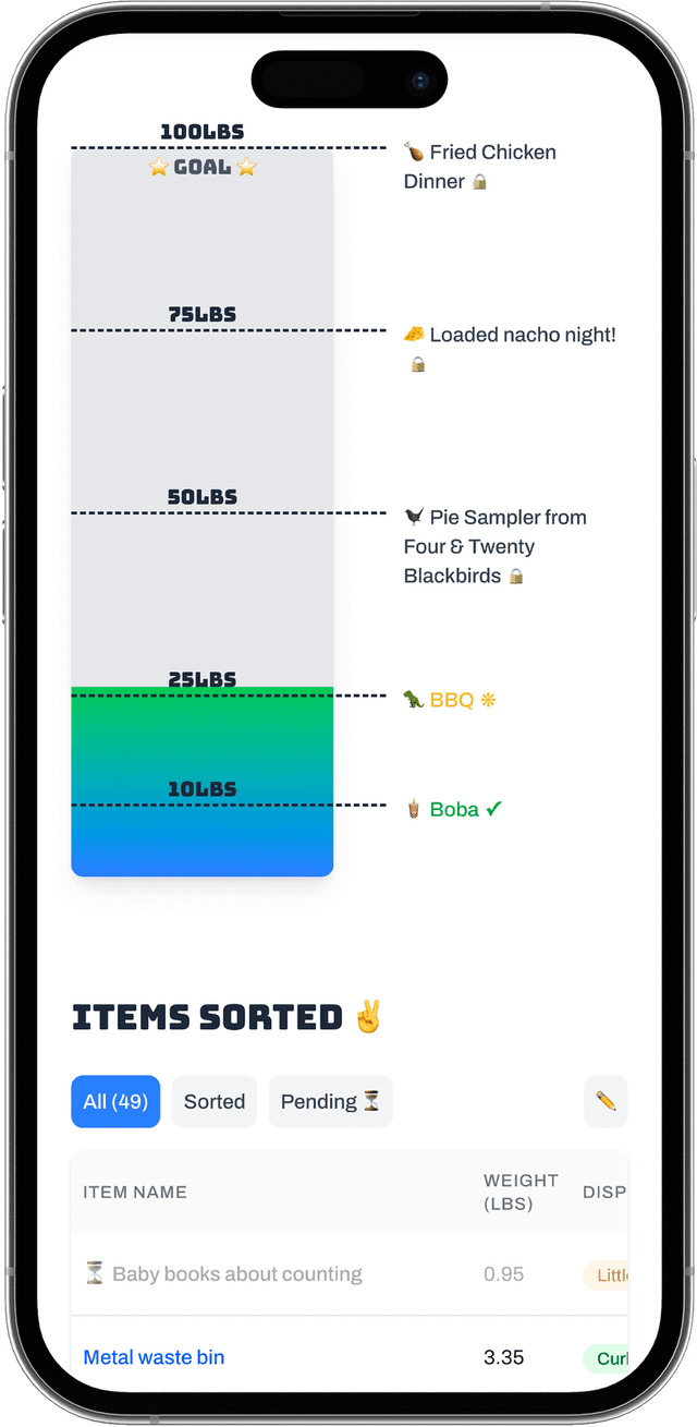 Big Sort app on iPhone